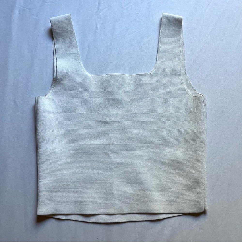 A.L.C. off white chunky knit cropped square neck tank top